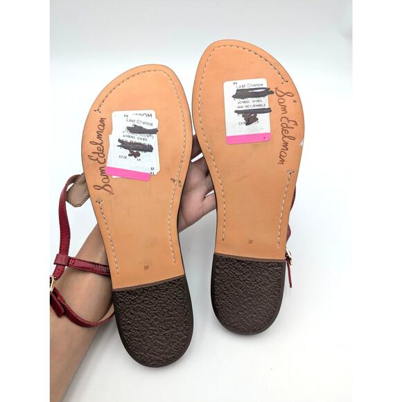 Sam Edelman Gigi Signet Sandal Ankle Strap Women's Red Brown Size US10M EU41 - Picture 5 of 12